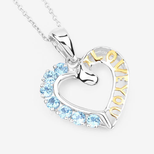 0.84 Carat Genuine Swiss Blue Topaz .925 Sterling Silver Pendant on sale at MyriadMart