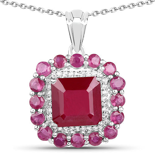 8.48 Carat Glass Filled Ruby and White Topaz .925 Sterling Silver Pendant on sale at MyriadMart