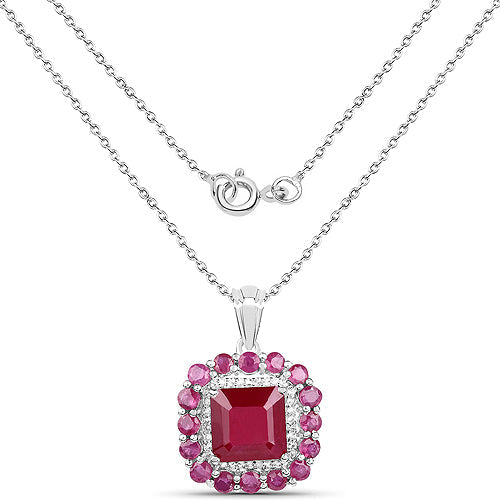 8.48 Carat Glass Filled Ruby and White Topaz .925 Sterling Silver Pendant on sale at MyriadMart