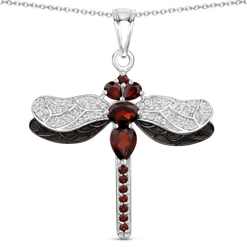 2.29 Carat Genuine Garnet and White Topaz .925 Sterling Silver Pendant on sale at MyriadMart