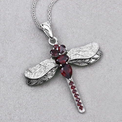 2.29 Carat Genuine Garnet and White Topaz .925 Sterling Silver Pendant on sale at MyriadMart