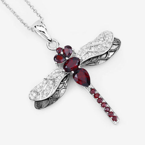 2.29 Carat Genuine Garnet and White Topaz .925 Sterling Silver Pendant on sale at MyriadMart