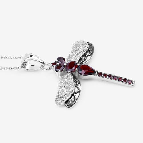 2.29 Carat Genuine Garnet and White Topaz .925 Sterling Silver Pendant on sale at MyriadMart