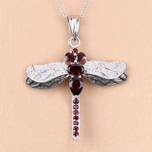 2.29 Carat Genuine Garnet and White Topaz .925 Sterling Silver Pendant on sale at MyriadMart
