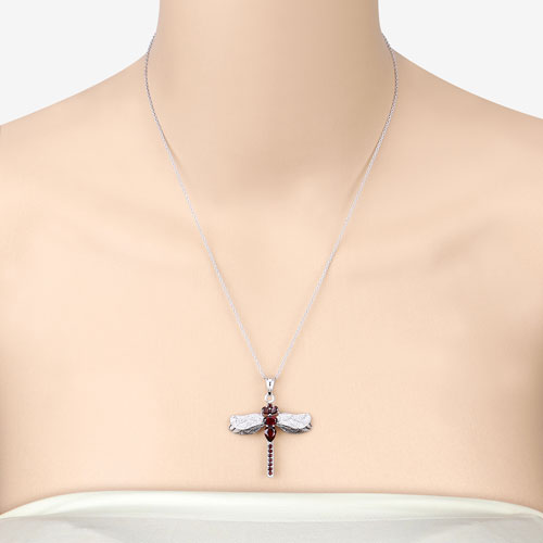 2.29 Carat Genuine Garnet and White Topaz .925 Sterling Silver Pendant on sale at MyriadMart