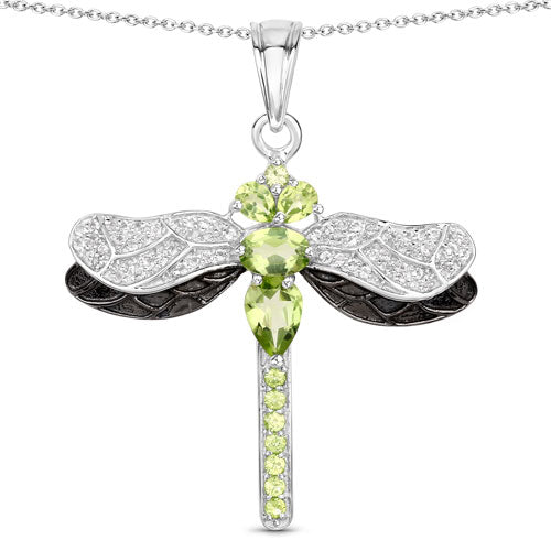 1.98 Carat Genuine Peridot and White Topaz .925 Sterling Silver Pendant on sale at MyriadMart