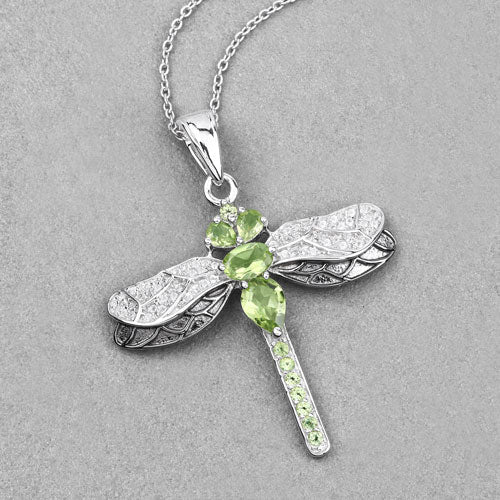 1.98 Carat Genuine Peridot and White Topaz .925 Sterling Silver Pendant on sale at MyriadMart