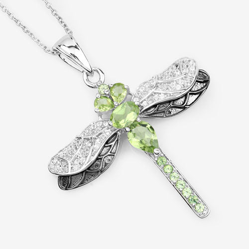 1.98 Carat Genuine Peridot and White Topaz .925 Sterling Silver Pendant on sale at MyriadMart