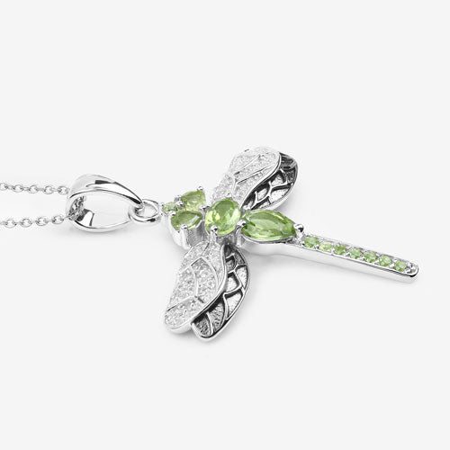 1.98 Carat Genuine Peridot and White Topaz .925 Sterling Silver Pendant on sale at MyriadMart