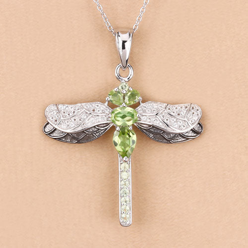 1.98 Carat Genuine Peridot and White Topaz .925 Sterling Silver Pendant on sale at MyriadMart