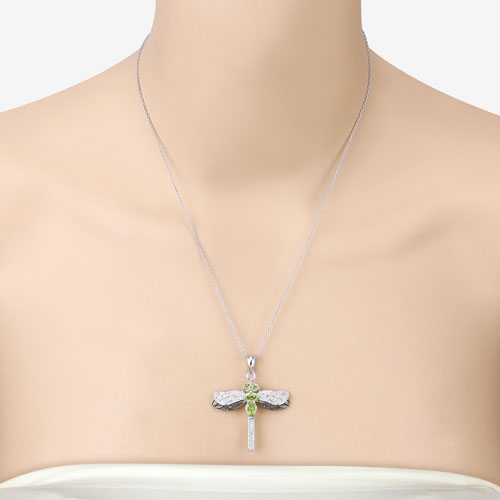 1.98 Carat Genuine Peridot and White Topaz .925 Sterling Silver Pendant on sale at MyriadMart