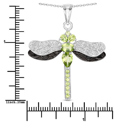 1.98 Carat Genuine Peridot and White Topaz .925 Sterling Silver Pendant on sale at MyriadMart