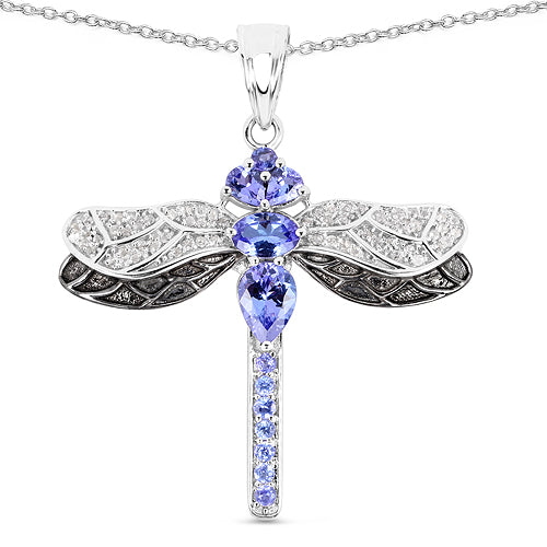 1.93 Carat Genuine Tanzanite and White Topaz .925 Sterling Silver Pendant on sale at MyriadMart