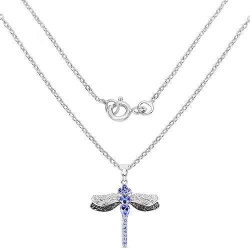 1.93 Carat Genuine Tanzanite and White Topaz .925 Sterling Silver Pendant on sale at MyriadMart