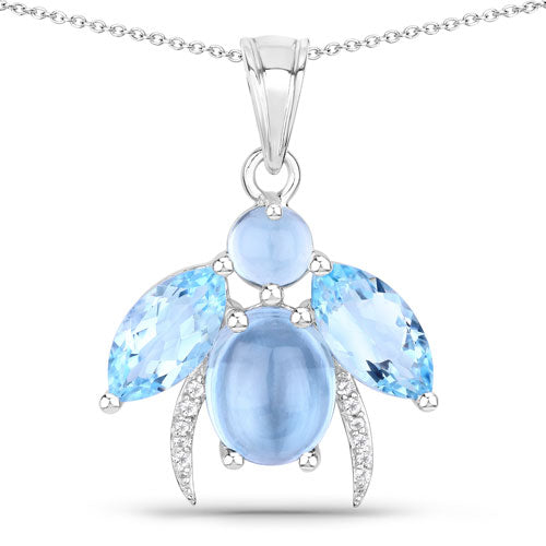 9.06 Carat Genuine Blue Topaz and White Topaz .925 Sterling Silver Pendant on sale at MyriadMart