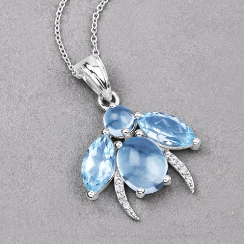 9.06 Carat Genuine Blue Topaz and White Topaz .925 Sterling Silver Pendant on sale at MyriadMart