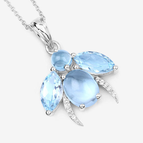 9.06 Carat Genuine Blue Topaz and White Topaz .925 Sterling Silver Pendant on sale at MyriadMart