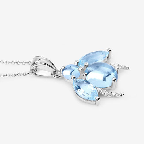 9.06 Carat Genuine Blue Topaz and White Topaz .925 Sterling Silver Pendant on sale at MyriadMart