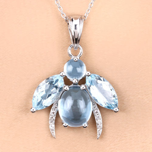 9.06 Carat Genuine Blue Topaz and White Topaz .925 Sterling Silver Pendant on sale at MyriadMart