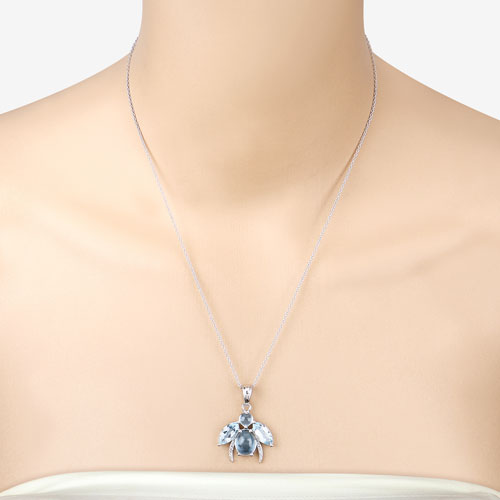 9.06 Carat Genuine Blue Topaz and White Topaz .925 Sterling Silver Pendant on sale at MyriadMart