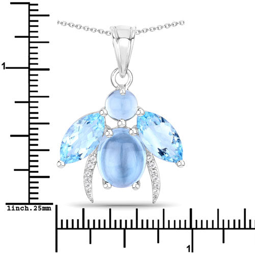 9.06 Carat Genuine Blue Topaz and White Topaz .925 Sterling Silver Pendant on sale at MyriadMart