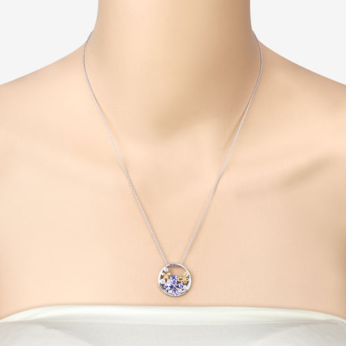 1.33 Carat Genuine Tanzanite and White Topaz .925 Sterling Silver Pendant on sale at MyriadMart