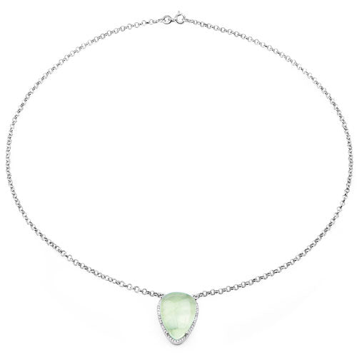 10.77 Carat Genuine Prehnite And White Topaz .925 Sterling Silver Pendant on sale at MyriadMart