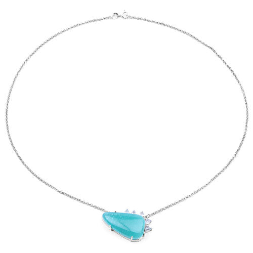 13.41 Carat Genuine Amazonite And White Topaz .925 Sterling Silver Pendant on sale at MyriadMart
