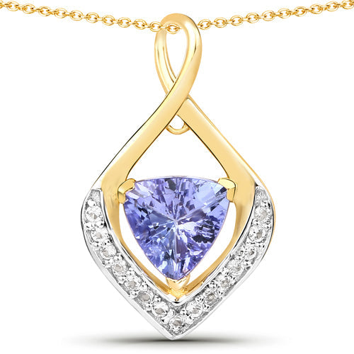 0.96 Carat Genuine Tanzanite and White Topaz .925 Sterling Silver Pendant on sale at MyriadMart