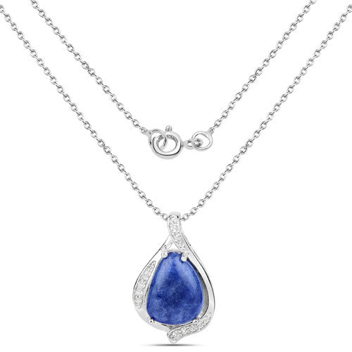 2.39 Carat Genuine Blue Aventurine and White Topaz .925 Sterling Silver Pendant on sale at MyriadMart