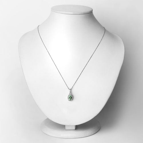 1.27 Carat Genuine Green Tourmaline and White Diamond 14K White Gold Pendant on sale at MyriadMart