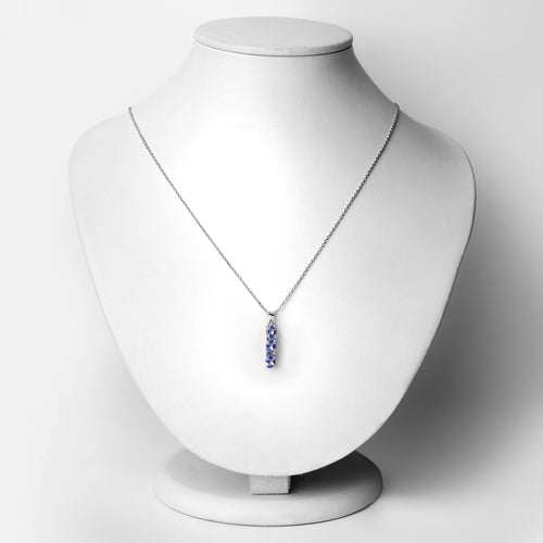 1.11 Carat Genuine Tanzanite and White Diamond .925 Sterling Silver Pendant on sale at MyriadMart