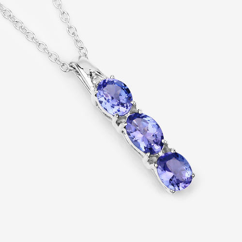 1.11 Carat Genuine Tanzanite and White Diamond .925 Sterling Silver Pendant on sale at MyriadMart