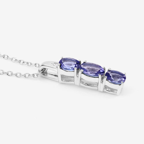 1.11 Carat Genuine Tanzanite and White Diamond .925 Sterling Silver Pendant on sale at MyriadMart