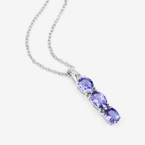 1.11 Carat Genuine Tanzanite and White Diamond .925 Sterling Silver Pendant on sale at MyriadMart