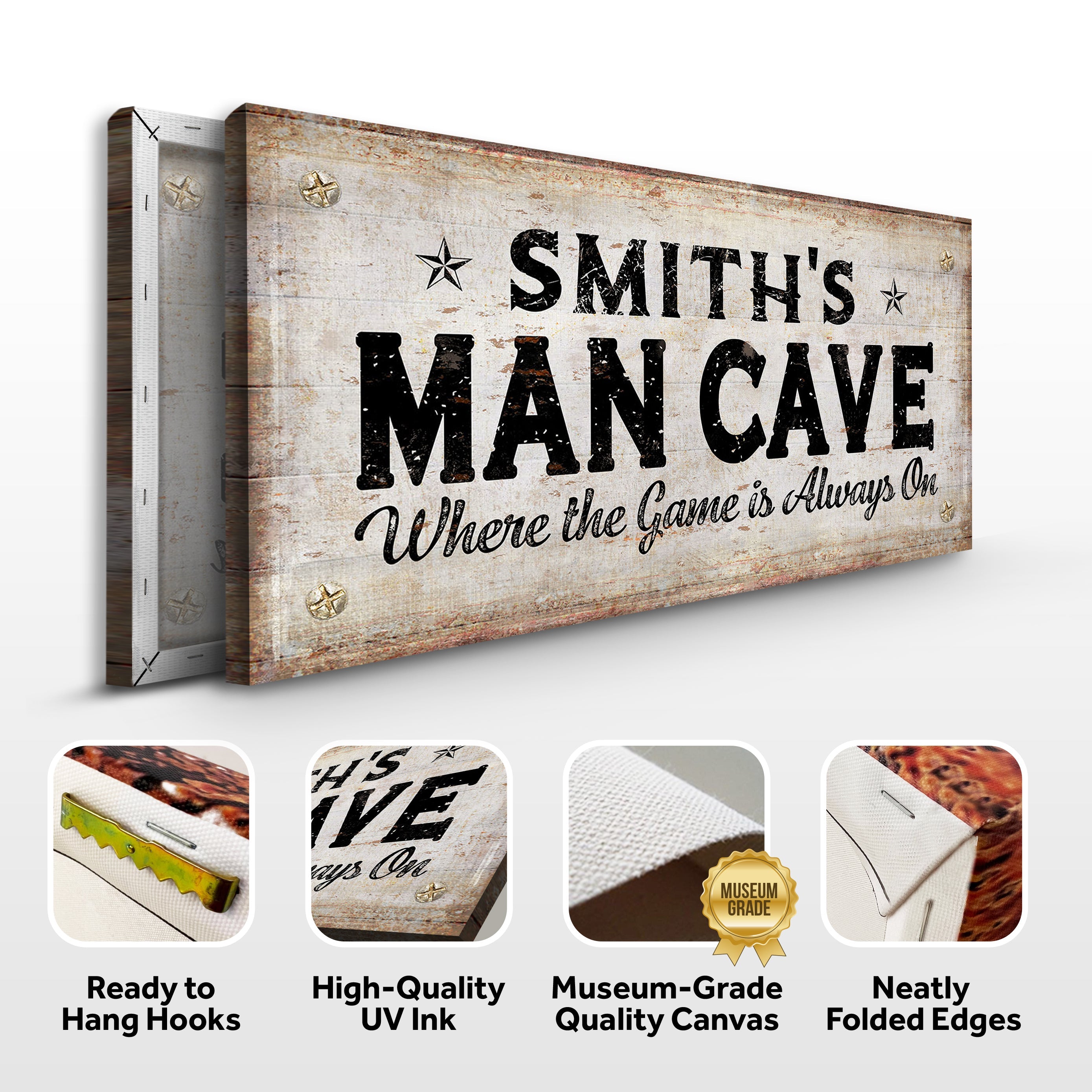 Where the Game is Always On Man Cave Sign on sale at MyriadMart