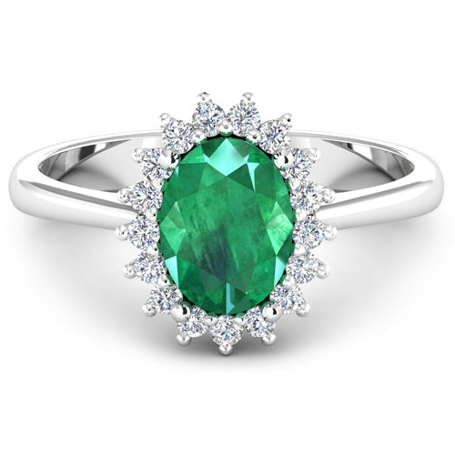 1.87 Carat Genuine Zambian Emerald and White Diamond 14K White Gold Ring on sale at MyriadMart