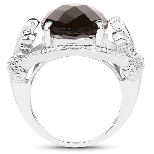 10.50 Carat Genuine Smoky Quartz .925 Sterling Silver Ring on sale at MyriadMart