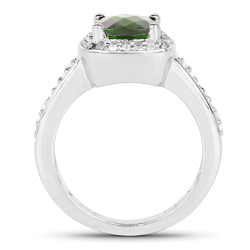 1.67 Carat Genuine Chrome Diopside & White Topaz .925 Sterling Silver Ring on sale at MyriadMart