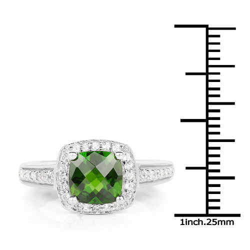 1.67 Carat Genuine Chrome Diopside & White Topaz .925 Sterling Silver Ring on sale at MyriadMart