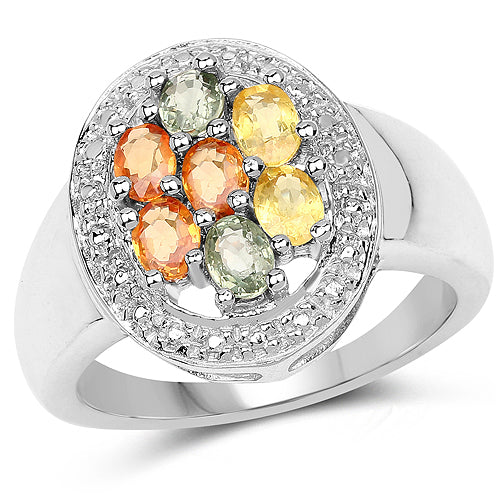 1.54 Carat Genuine Multi Sapphire .925 Sterling Silver Ring on sale at MyriadMart