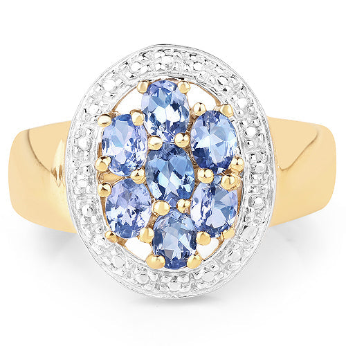 14K Yellow Gold Plated 1.19 Carat Genuine Tanzanite .925 Sterling Silver Ring on sale at MyriadMart