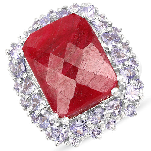 15.13 Carat Dyed Ruby & Tanzanite .925 Sterling Silver Ring on sale at MyriadMart