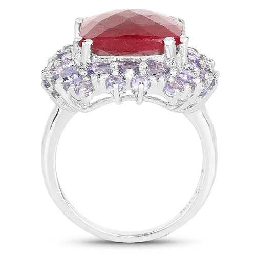 15.13 Carat Dyed Ruby & Tanzanite .925 Sterling Silver Ring on sale at MyriadMart