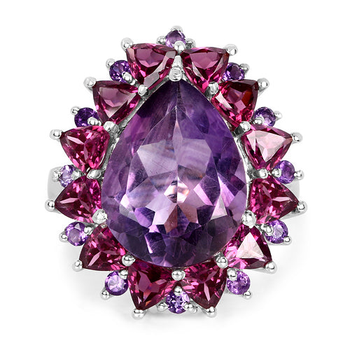 11.22 Carat Genuine Amethyst & Rhodolite .925 Sterling Silver Ring on sale at MyriadMart