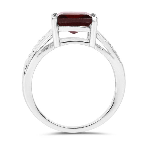 2.99 Carat Genuine Garnet and White Topaz .925 Sterling Silver Ring on sale at MyriadMart