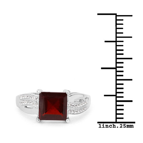 2.99 Carat Genuine Garnet and White Topaz .925 Sterling Silver Ring on sale at MyriadMart