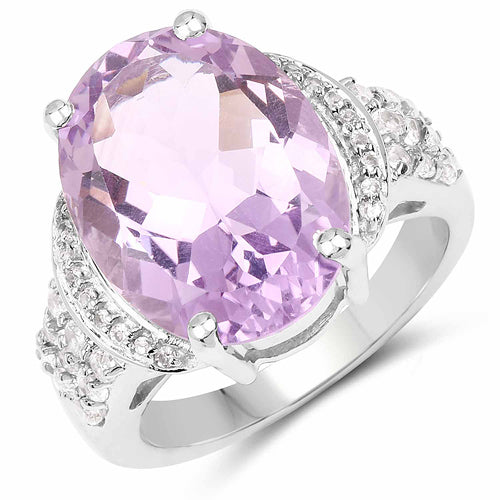 8.98 Carat Genuine Amethyst & White Topaz .925 Sterling Silver Ring on sale at MyriadMart