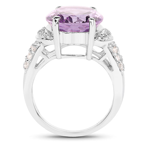 8.98 Carat Genuine Amethyst & White Topaz .925 Sterling Silver Ring on sale at MyriadMart