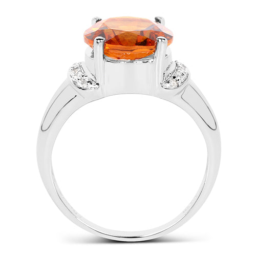 3.94 Carat Genuine Madeira Citrine & White Topaz .925 Sterling Silver Ring on sale at MyriadMart